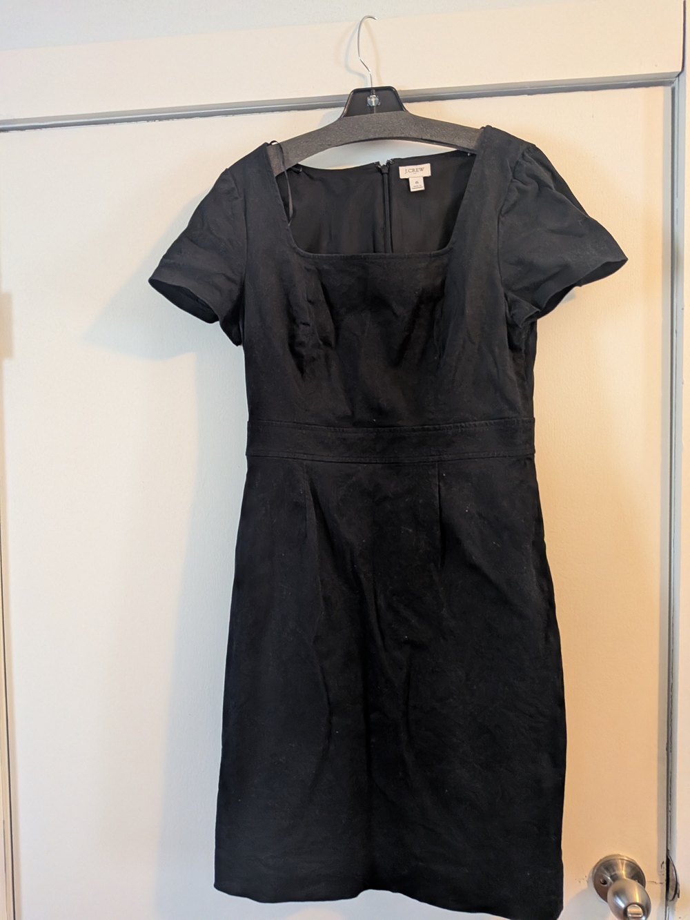 J. Crew Black Square-Neck Short-Sleeve Sheath Dress